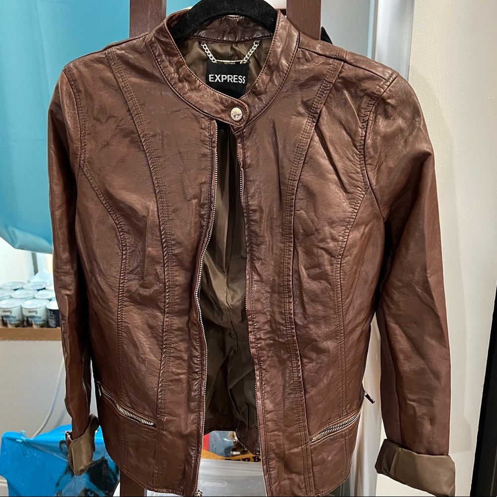Express faux leather brown jacket - size M - used